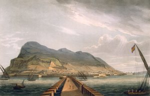 Vy över Gibraltar, graverad av Thomas Sutherland för J. Jenkins 