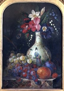 Stilleben av påskliljor och iris i en kinesisk vas av Thomas Whittle