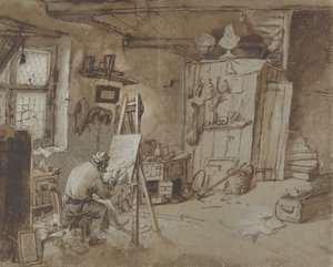 En målare i arbete i sin ateljé, 1663-77.