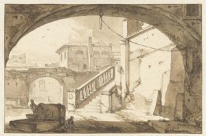 Utsikt genom en båge på en italiensk innergård av Thomas Wijck