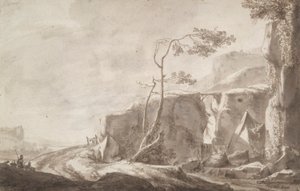 Stenigt landskap med en bäck