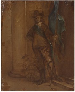 En soldat med en flagga av Thomas Willeboirts Bosschaert