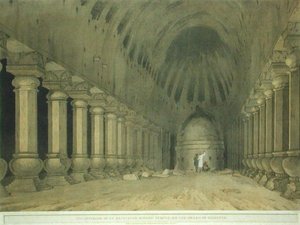 Interiör av ett utgrävt hinduiskt tempel på ön Salsette, skylt 63 från 