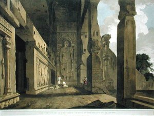Portiken av ett utgrävt tempel på ön Salsette, skylt 55 från 