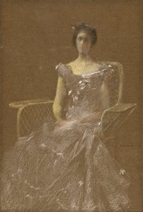 Dam i rottingfåtölj av Thomas Wilmer Dewing