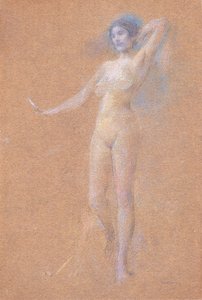 Stående nakenfigur av en flicka av Thomas Wilmer Dewing