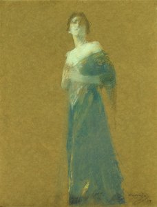 Kvinna i blått av Thomas Wilmer Dewing
