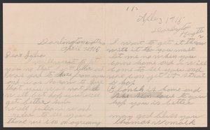 Brev från Thomas Womack till Julia Womack med kuvert, 7 april 1915. av Thomas Womack