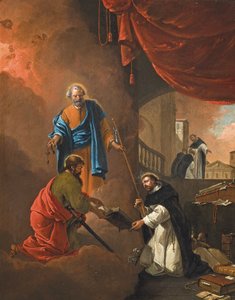 The Vision of Saint Dominic, med Saint Dominic som välsignar två missionärsbröder bortom