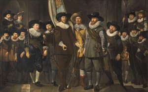 Officerare och andra civila gardister från det tredje distriktet i Amsterdam, under befäl av kapten Allaert Cloeck och löjtnant Lucas Jacobsz Rotgans av Thomas de Keyser