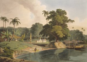 Nära Bandell vid floden Hoogly, skylt VIII från del 6 av "Oriental Scenery", pub. 1804 (akvatint)