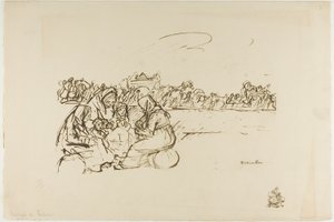 Evakuerade från Verdun, plansch trettio från Actualités av Théophile Alexandre Pierre Steinlen