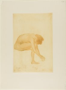 Sittande kvinna torkar fötterna av Théophile Alexandre Pierre Steinlen