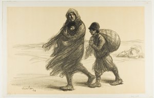 Serbian Exodus, plansch tjugoett från Actualités av Théophile Alexandre Pierre Steinlen