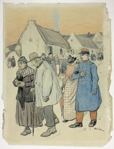 Gatuscen med två par av Théophile Alexandre Pierre Steinlen