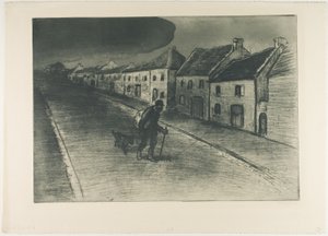 Vandrare på väg genom en sovande by av Théophile Alexandre Pierre Steinlen