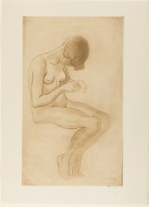 Kvinna fixar sina naglar av Théophile Alexandre Pierre Steinlen