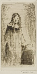 Ung flicka stående av Théophile Alexandre Pierre Steinlen