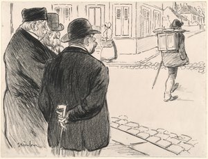 Han agerar som en målare, sent 1800-tidigt 1900-tal. av Théophile Alexandre Steinlen