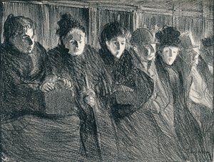 Inuti en spårvagn, 1896, 1898 av Théophile Alexandre Steinlen