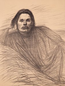 Porträtt av författaren Maxim Gorkij 1868-1939, ca 1894. av Théophile Alexandre Steinlen