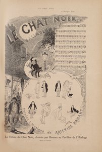 Berättelsen om den berömda kabarén Le Chat Noir, tidningen Le Chat Noir, 1884. av Théophile Alexandre Steinlen
