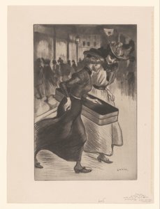Två kvinnor som går på gatan Les deux trottins av Théophile Alexandre Steinlen