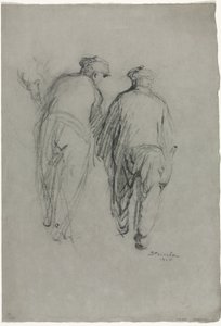 Två män arbetar, bakifrån av Théophile Alexandre Steinlen