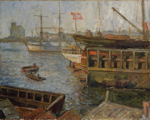 Från Nyland, Oslo hamn (olja på duk)
