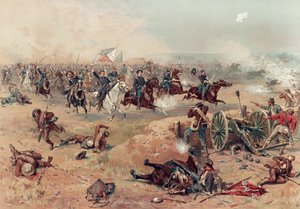 Sheridans Final Charge på Winchester, pub. :. Prang & Co., 1886 (färglitografi)