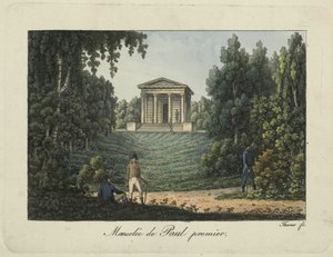 Paul I-templet eller Paul I:s mausoleum i Pavlovsk-parken, 1810-talet. av Thurner