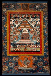 Commemoration Thangka för Bhimaratha Rite, 1850-75 (Mineralpigment på bomullstyg) av Tibetan School