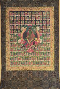 Grön Tara, (gouache & förgylld på bomull) av Tibetan School