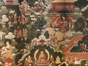 Scener av Buddha Shakyamunis liv av Tibetan School
