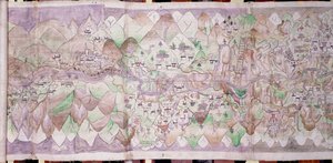 Mittsektionen av Tsari rongkor (målat tyg) av Tibetan School