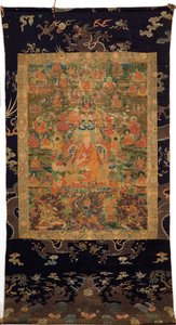 Tredje Panchen Lama Losan Penden Yeshe (gouache på tyg) av Tibetan School