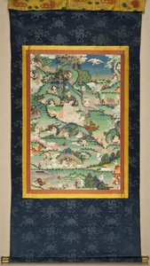 En scen från Milarepa Thangkas liv, sent 1700-tal. av Tibetan culture