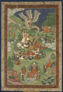 Thangka med scener ur Buddhas liv, andra hälften av 1800-talet.. av Tibetan culture.