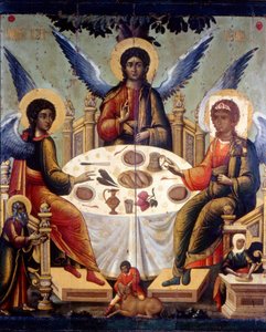 "Abrahams gästfrihet", The Old Testament Trinity, 1700. av Tichon Filatyev