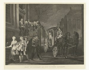 De som kunde gå lämnade till fots, de som inte längre kunde föll Ibant qui poterant qui non potuere cadebant (titel på objekt) Nelri till Cornelis Troost (serietitel) av Tieleman Cato Bruining