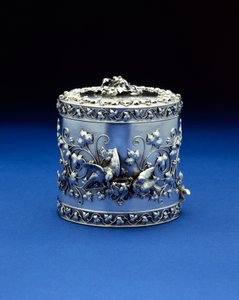 En cylindrisk låda av Tiffany & Co, ca 1870-185 (silver)