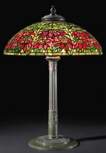 Julstjärna bordslampa, ca 1910 (blyat glas & brons)