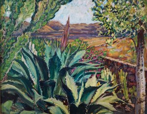 Lanzarote Landscape, 2023 (olja på pannå) av Tilly Willis