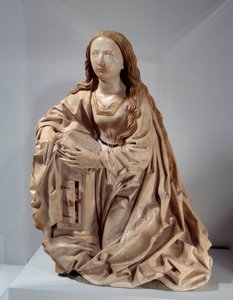 Bebådelsens jungfru. Marmorskulptur med polykroma toppar av Tilman Riemenschneider (1460-1531), sent 1400-tal. Paris, Louvren