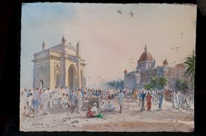 Gate of India, Bombay, 2009 (wc på papper) av Tim Scott Bolton