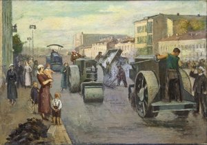 Rekonstruktionen av Moskva par Pustovalov, Timofei Ermilovich (1891-1944). Olja på duk, storlek: 82x115 av Timofei Ermilovich Pustovalov