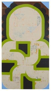 Sap Runner, 2019 (latex på hittad panel) av Timothy Gierschick II