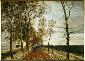 Allee bei Amsterdam - väg med träd nära Amsterdam (olja på duk)