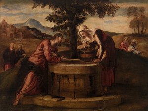 Kristus och Samariens kvinna av Tintoretto (Jacopo Robusti)