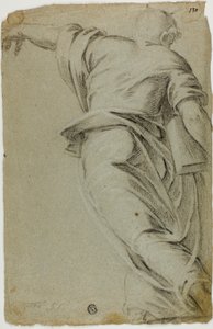 Moses går åt vänster och pekar med vänster hand av Tintoretto